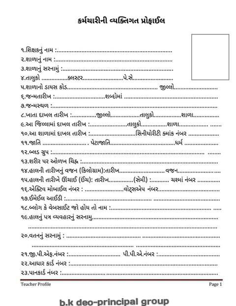 Teacher Profile Form For High Schools Teachers