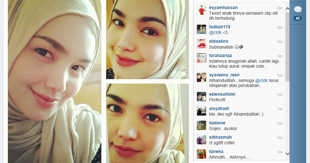 Coretan hati: Siti Nurhaliza cantik bertudung penuh!