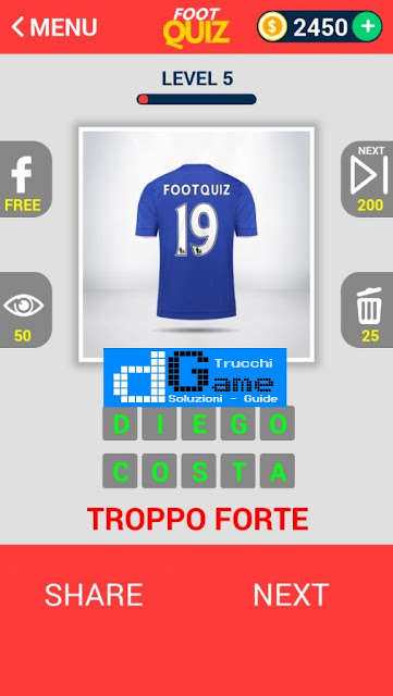 FootQuiz Calcio Quiz Football ( SHIRT) soluzione livello 1-10