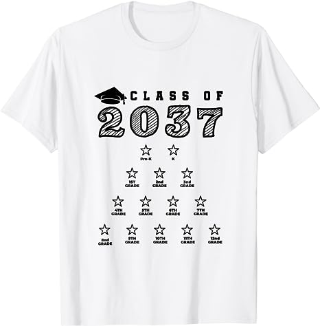 Class Of 2037 Grow With Me, Checkmarks Space, Class Of 2037 T-Shirt
