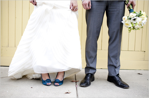 Blue wedding shoes