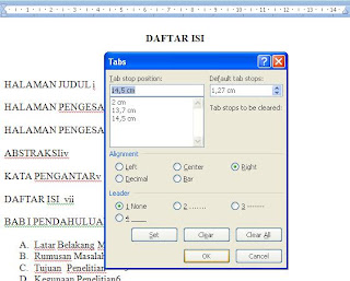 Membuat daftar Isi dengan Mudah