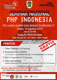 Seminar Nasional PHP Indonesia 2015 - BLC TELKOM Klaten