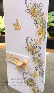 Portrait orientation slimline card for any occasion using Stampin' Up! Beauty Abounds stampset and Bumblebee ink