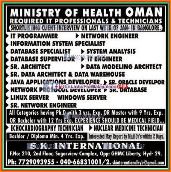 Ministry Of Health Oman Job Vacancies