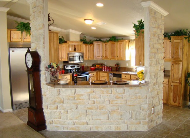 Beautiful Kitchens Design Ideas with Stone Walls 