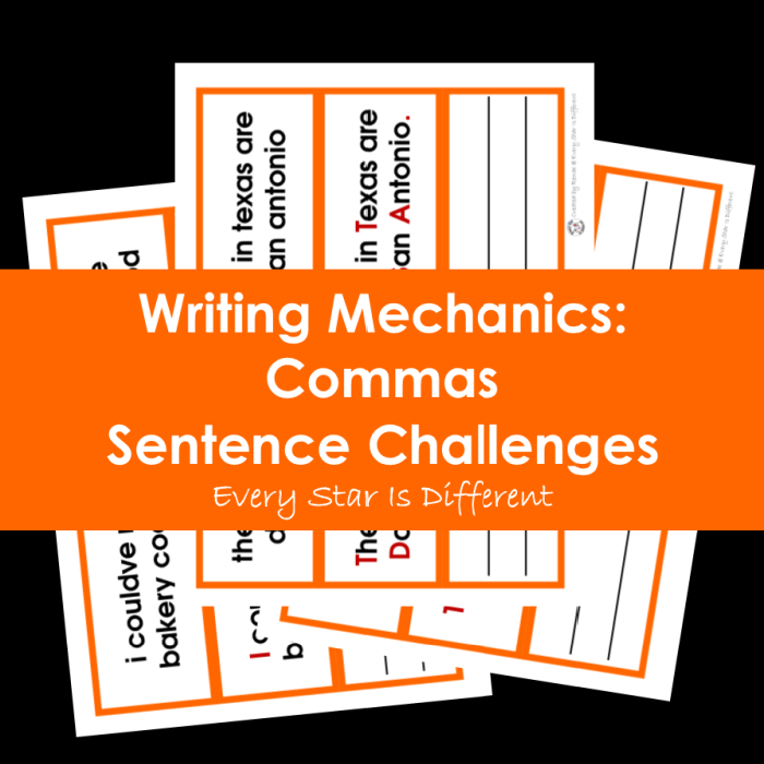 Writing Mechanics: Commas Printable Pack