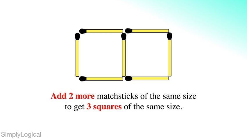 Add 2 More Matchsticks of the Same Size to Get 3 Squares of the Same Size