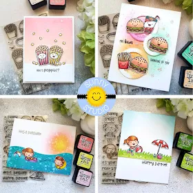 Sunny Studio Stamps: Fast Food Fun and Beach Babies Cards by Rowena Miniaci
