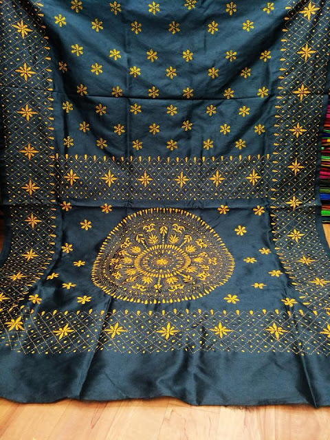 semi tussar Kantha saree