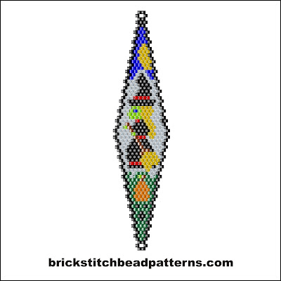 Click for a larger image of the Witch Scene Halloween bead pattern labeled color chart.