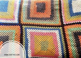 An awesome granny square (rectangle) retro crochet blanket by CraftyRie.