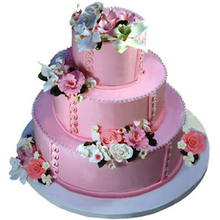 Three-Tier Pink Pearl Flower Quinceanera Cakes