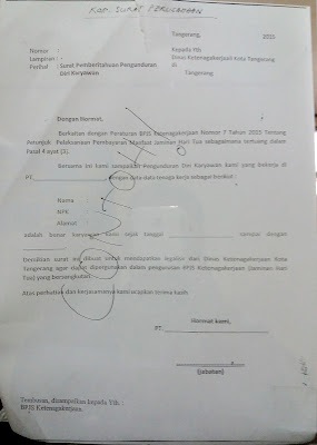 Ini Dia Contoh Surat Paklaring Yang Di Legalisir Departemen Tenaga Kerja Untuk Pencairan BPJS/JAMSOSTEK