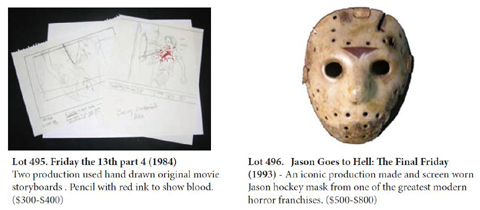 Hockey Mask, Storyboard Auctioned Last Weekend