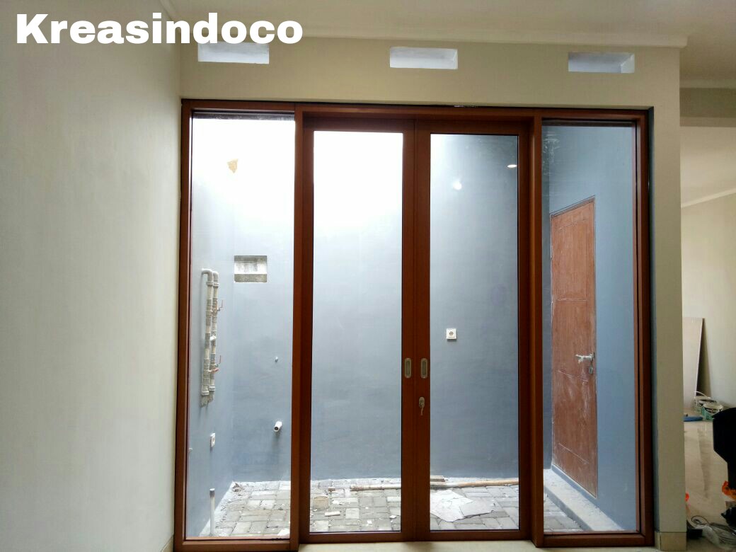 Kusen Pintu  Sliding Aluminium  Urat  Kayu  Pesanan Bpk Sany 