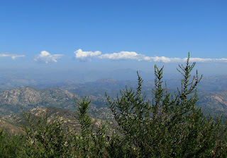 Bushes, mountains and clouds