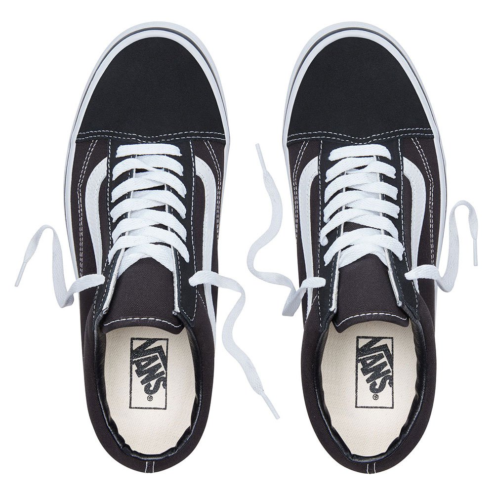 The Old Skool is one of Vans’ most popular and well-known shoes. It was the first shoe to feature the Sidestripe, and has been a staple in the Vans lineup for years. The Old Skool is constructed with durable suede and canvas uppers, and features re-enforced toe caps, supportive padded collars, and signature rubber waffle outsoles.