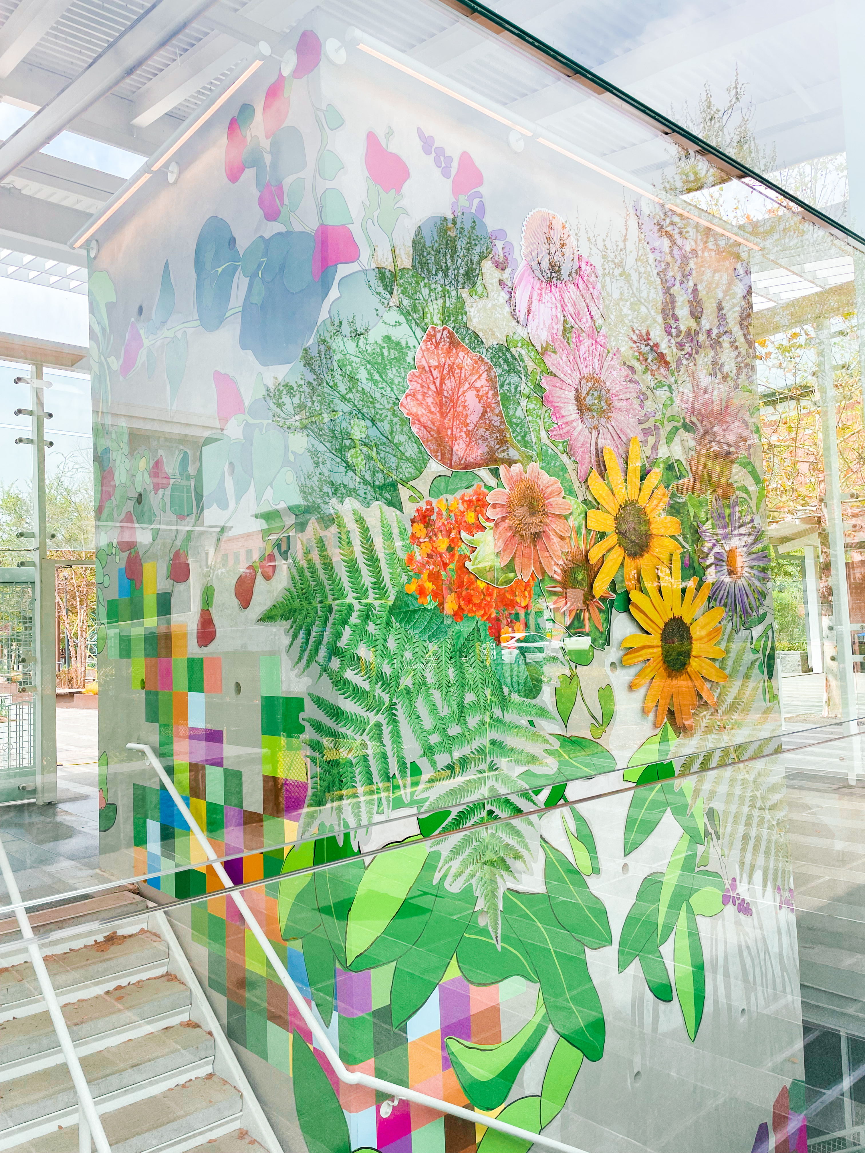 Floral Mural Inside The Cube Building at Midtown Park