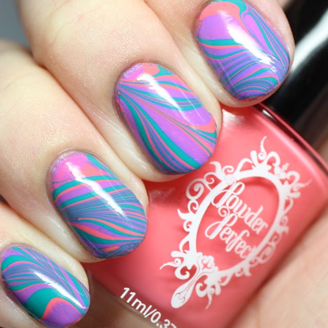 Powder Perfect Bermuda Triangle Collection water marble nail art