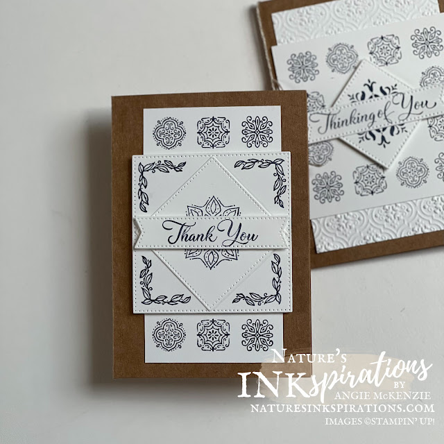 Graceful Tile Thank You and Thinking of You Note Cards for my customers - June 2022 (both) | Nature's INKspirations by Angie McKenzie