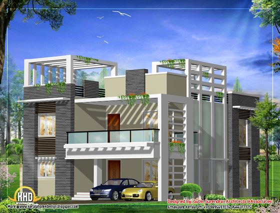 Modern home design plan - 2500 Sq. Ft.(232 Sq. M. )(278 Square Yards) - March 2012