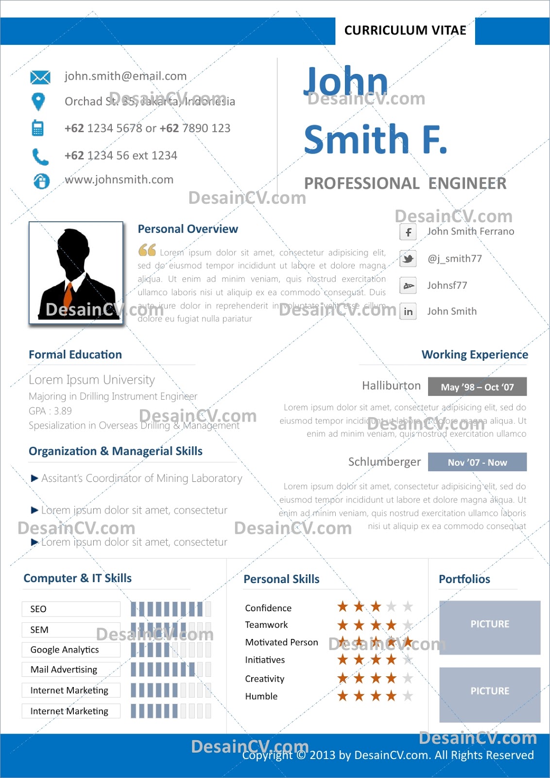 Desain CV Kreatif: Elegant - Curriculum Vitae / Resume 