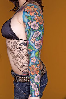 full flower tattoo with a sexy hand girl