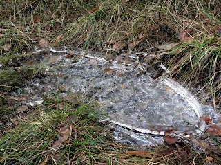 Surprising sharp edge around a patch of ice.  Swedish icy mystery.