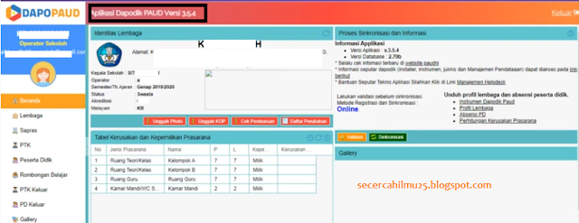 halaman dashbord aplikasi dapodik padu offline versi 3.5.4