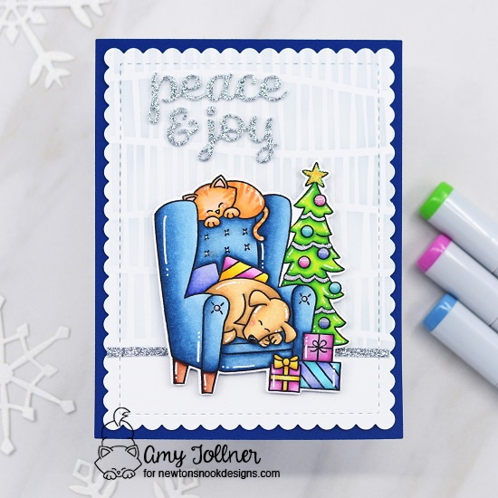 Christmas Nap Stamp and Die Set, Serene Stripes Stencil, Frames and Flags Die Set by Newton's Nook Designs #newtonsnookdesignsllc #newtonsnookdesigns #handmade