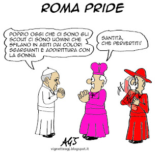 roma pride, agesci, papa francesco, satira vignetta