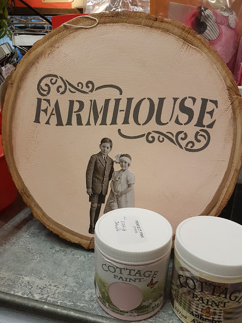 farmhouse decoupage sign with Cottage Paint