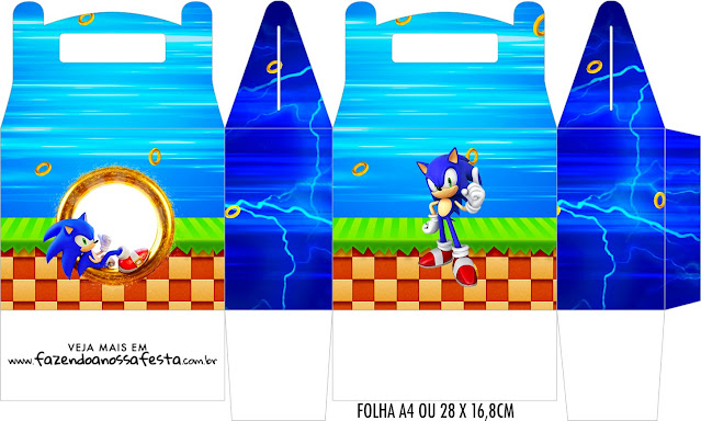 Fiesta de Sonic: Cajas para Imprimir Gratis.