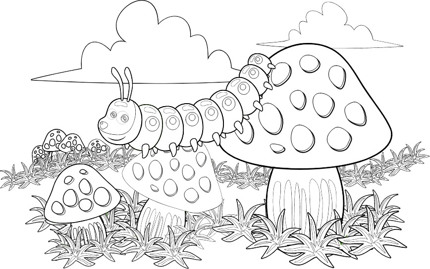 Muchroom Larva Coloring Pages