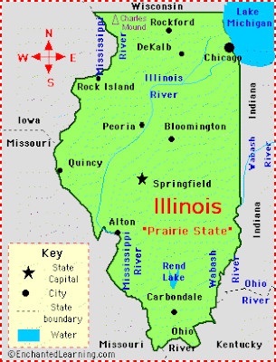 Carte de Illinois Departement Région