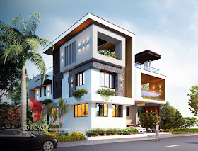 Stunning Ultra-Modern Villa Elevation & its 3D Rendering