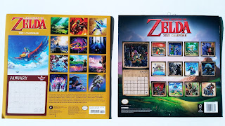 Backs of the 2021 Zelda calendars showing all months