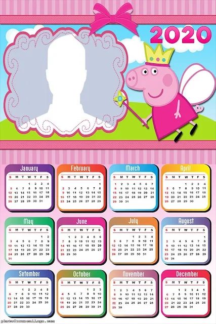 Peppa Pig: Free Printable 2020 Calendar