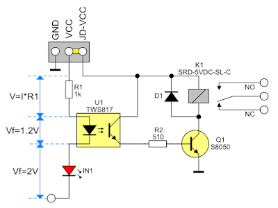 Schematic of a single relay driver