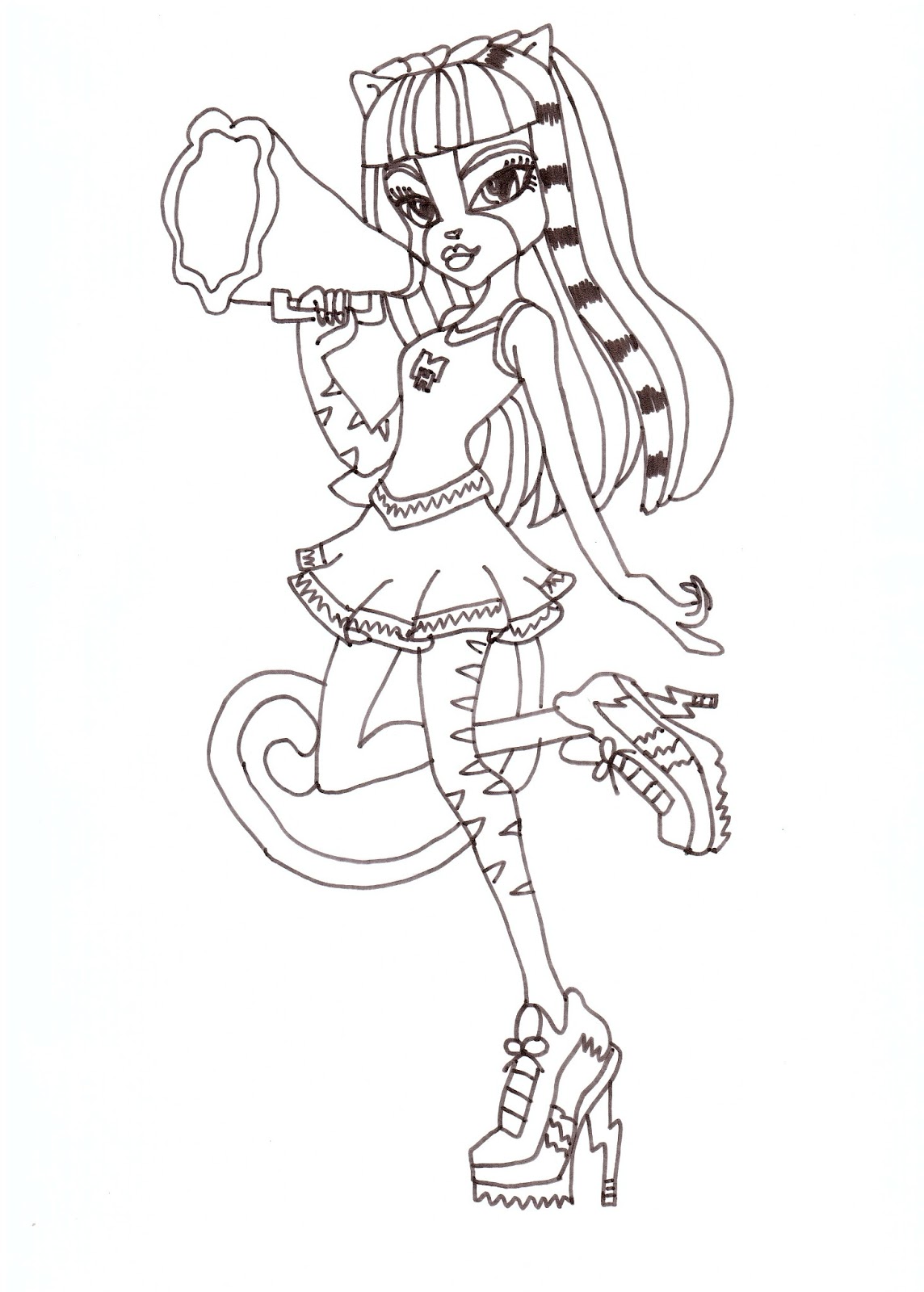 Free printable monster high Meowlody Fearleading Werecats coloring sheets