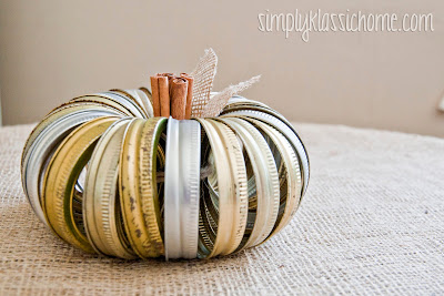 Easiest and quickest Fall craft ever! Make this canning jar ring pumpkin in five minutes flat!