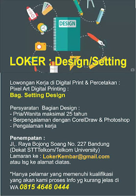 lowongan kerja design pixel art digital printing