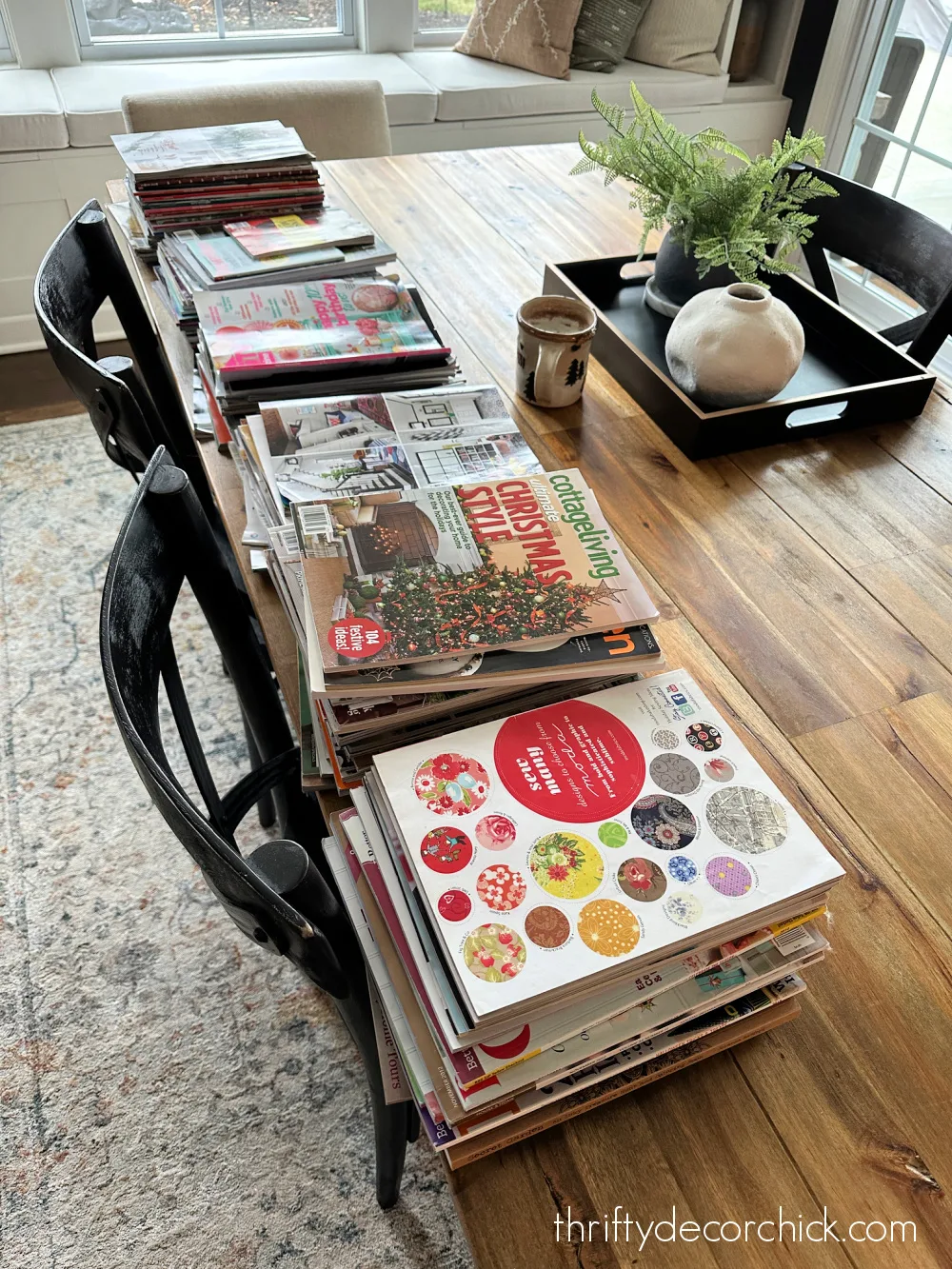 piles of magazines and catalogs