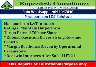 MACQUARIE ON L&T INFOTECH - Rupeedesk Reports - 20.01.2021