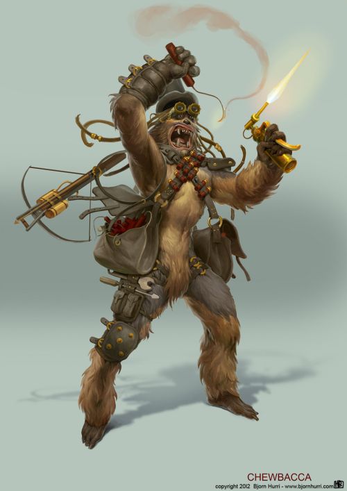 Bjorn Hurri ilustrações fantasia Star Wars steampunk Chewbacca