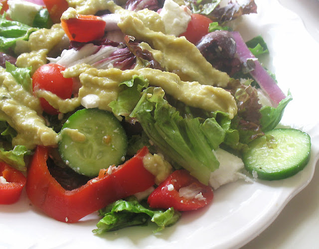 Greek Salad with Hummus Dressing