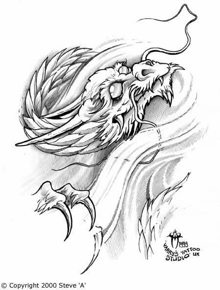 The Dragon tattoo designs also do not have wings