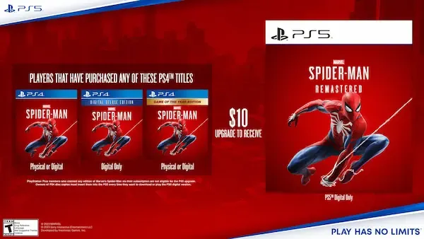 سوني تعلن عن توفر لعبة Marvel Spider Man Remastered بنسخة مستقلة على جهاز PS5
