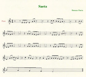 Partitura fácil de la melodía de la Saeta para Flauta, Saxofón, Violín, Oboe... u otro instrumento melódico Easy Sheet Music Flute Recorder Saxophone Violinists Horns